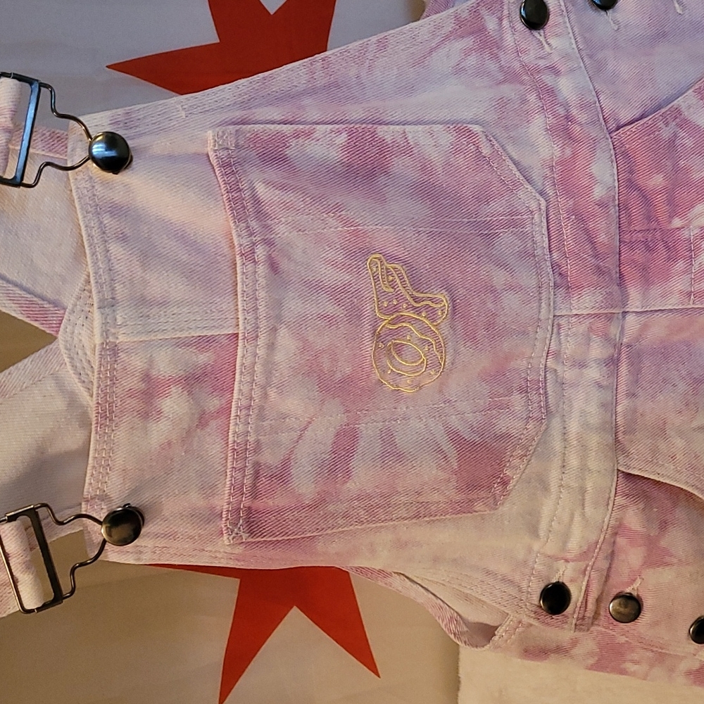 Odd Future Journey's Pink & White Short Denim Jean Tie Dye Bib Short Tails